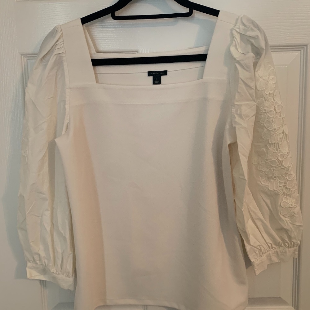 Ann Taylor Lace Sleeve Blouse